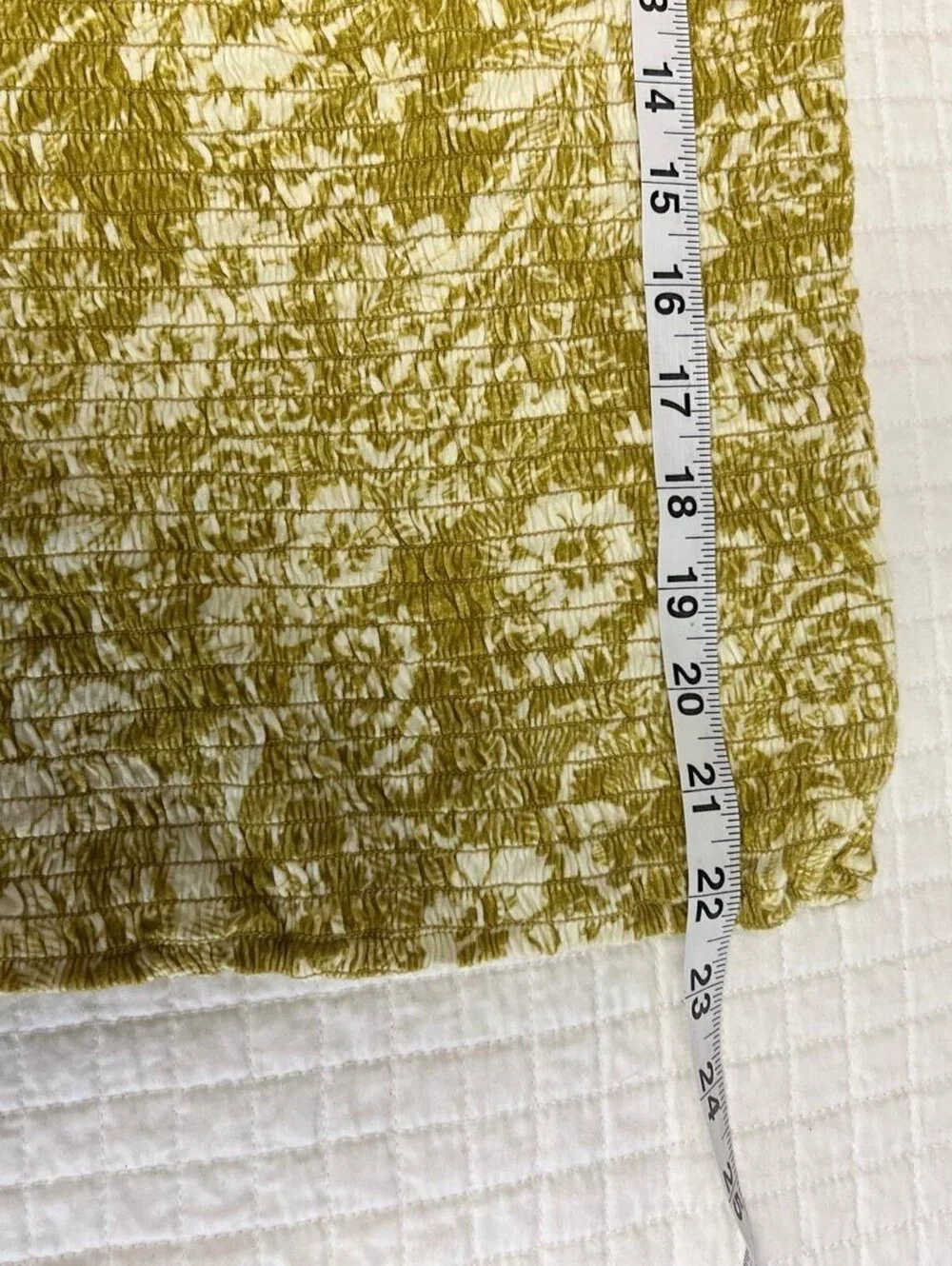 Anthropologie Floral Smocked Puff Sleeve Top Medium Mustard Yellow Boho